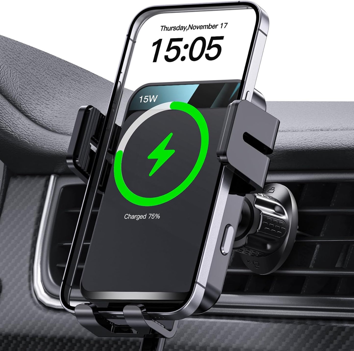 Auto Clamping Car Charger  شاحن سيارة لاسلكي بقفل تلقائي