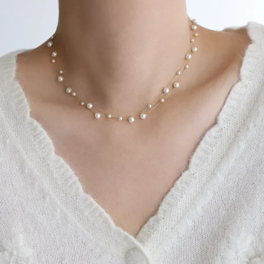 ZAKOL Stainless Steel Temperament Pearl Chain Choker